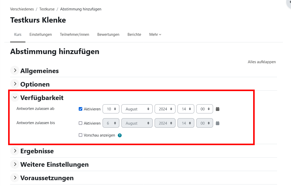 Moodle Verfügbarkeit