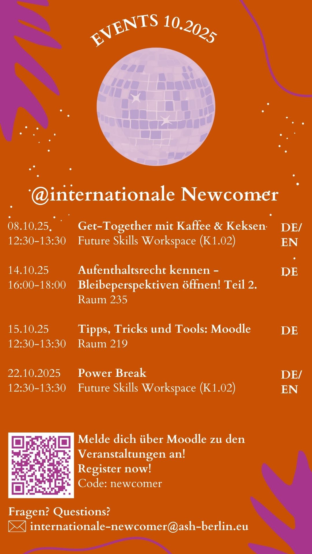 events for international newcomers in October