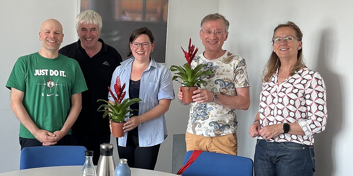 Gruppenfoto von Uwe Bettig, Heinz Stapf-Finé, Magdalena Kaufmann, Mario Feist sowie Anja Voss