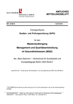 Fachspezifische Studien- und Prüfungsordnung (StPO) MQG (Nr. 18/2015)